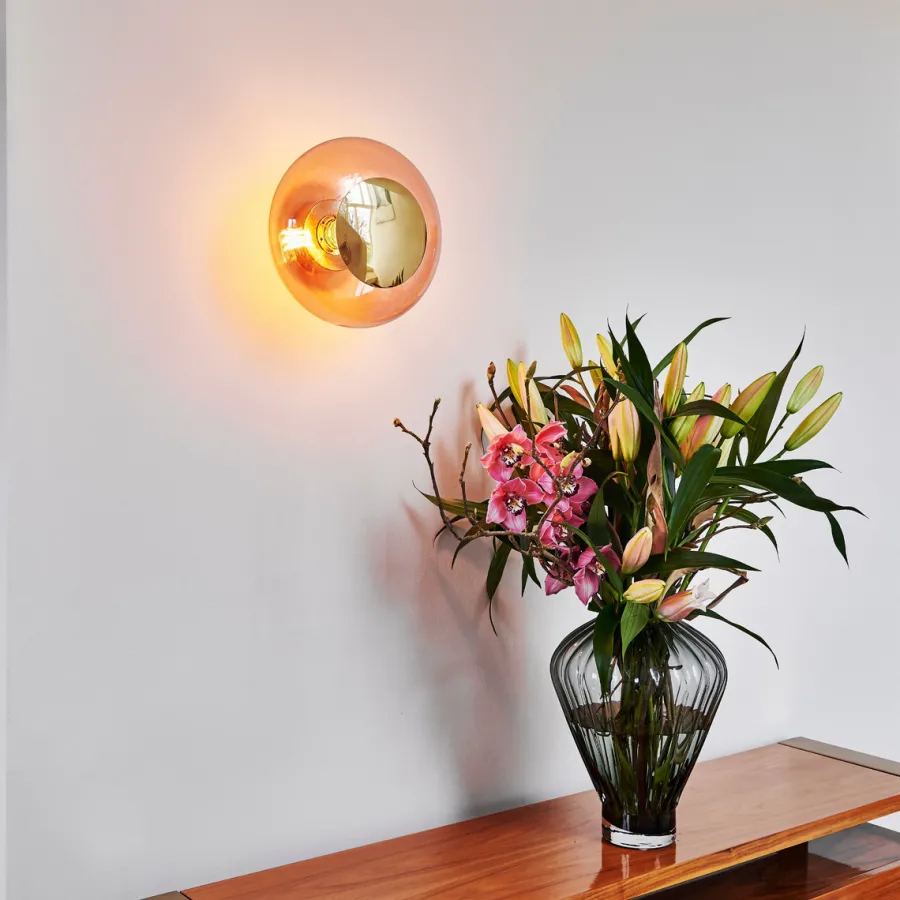 EBB & FLOW Horizon taklampe/vegglampe S - Korall/Gull Gull / Korall