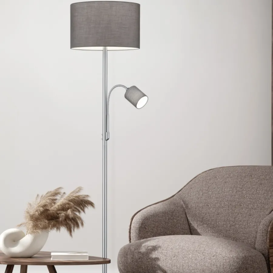 Sale Trio Lighting Hotel gulvlampe - Nikkel/grå Nikkel / Grå