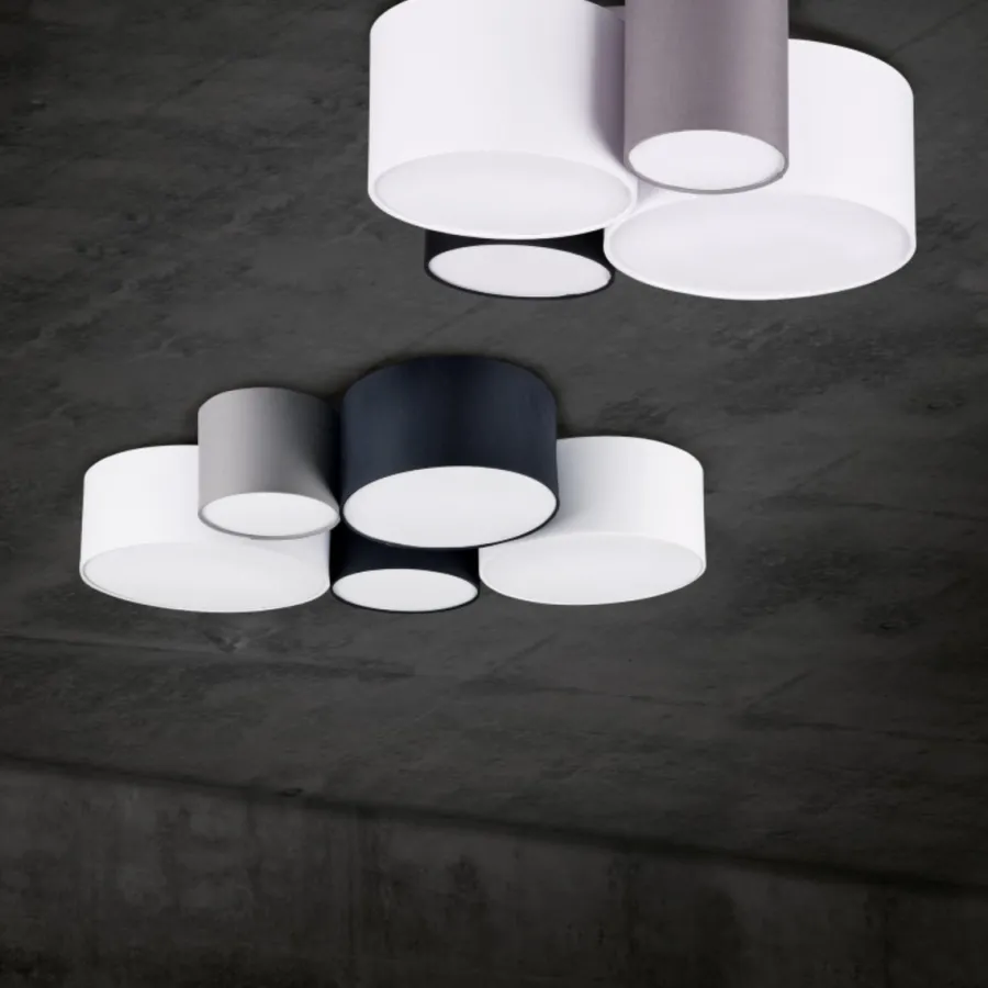 New Trio Lighting Hotel taklampe 5 lys - Multifarge Hvit / Grå / Svart