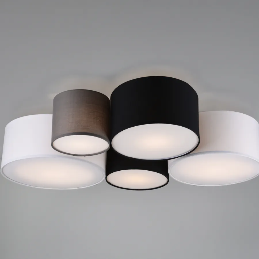 New Trio Lighting Hotel taklampe 5 lys - Multifarge Hvit / Grå / Svart