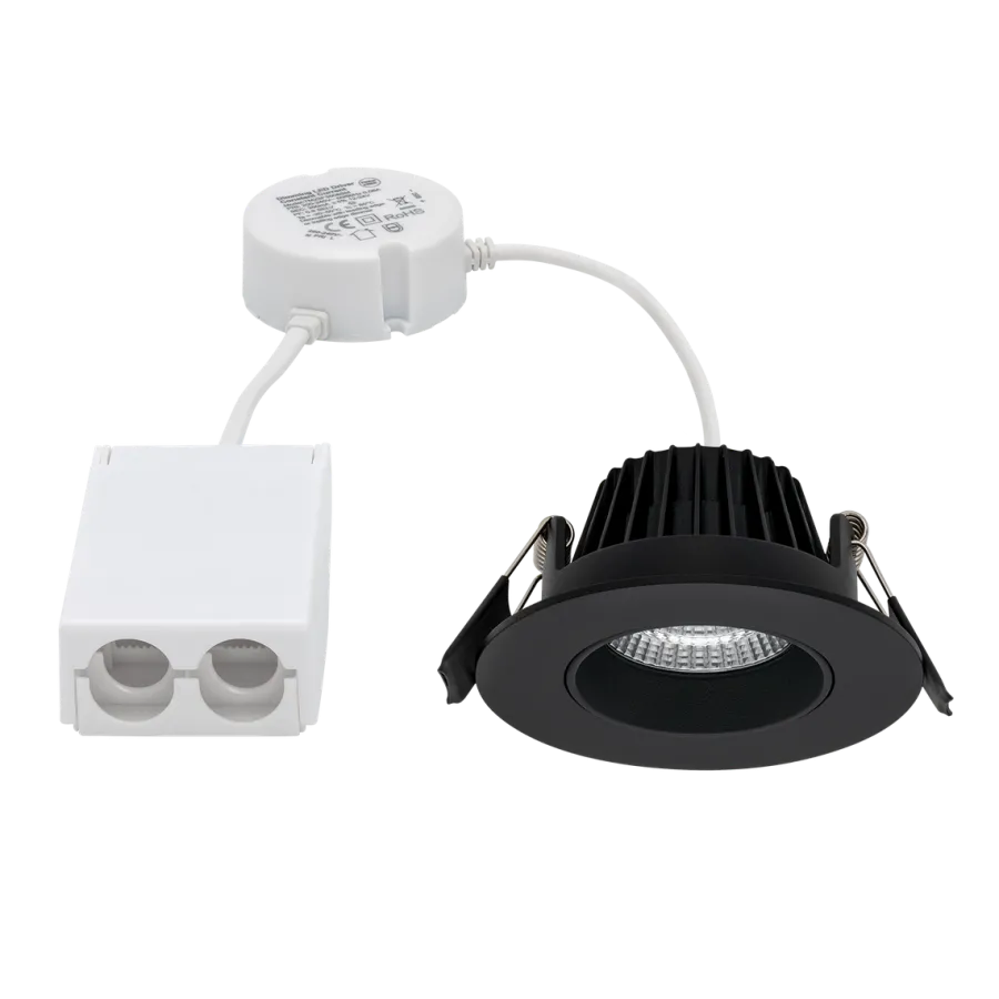 Norlux Icarus lavtbyggende downlight Isosafe 7W RA95 2700K 68-83 mm dimbar - Svart