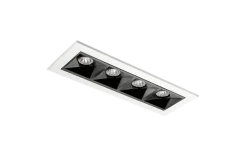 Clearance Sg Armaturen As Inspire R 150 innfelt downlight 4 lys 8W RA98 3000K dimbar - Svart Svart / Hvit