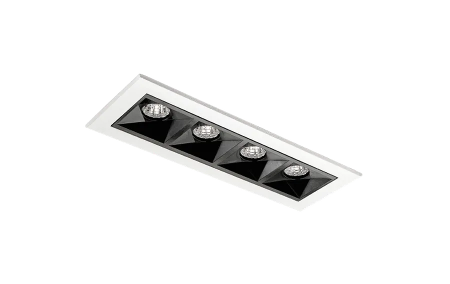 Clearance Sg Armaturen As Inspire R 150 innfelt downlight 4 lys 8W RA98 3000K dimbar - Svart Svart / Hvit