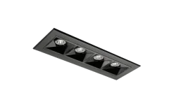 Clearance Sg Armaturen As Inspire R 150 innfelt downlight 4 lys 8W RA98 3000K dimbar - Svart Svart / Hvit