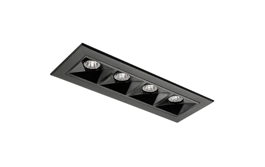 Clearance Sg Armaturen As Inspire R 150 innfelt downlight 4 lys 8W RA98 3000K dimbar - Svart Svart / Hvit