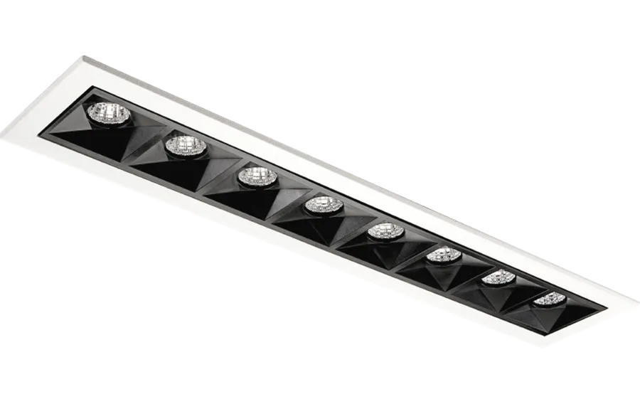Discount Sg Armaturen As Inspire R 300 innfelt downlight 8 lys 15W RA98 3000K dimbar Svart