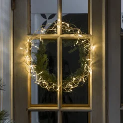 New Konstsmide Julekrans med lys 45 cm varmhvit led - Gull