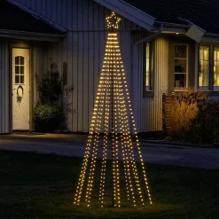 Outlet Konstsmide Juletre 240 cm i metall med toppstjerne og lys IP44 - Utendørs Svart