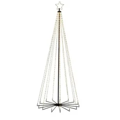 Outlet Konstsmide Juletre 240 cm i metall med toppstjerne og lys IP44 - Utendørs Svart