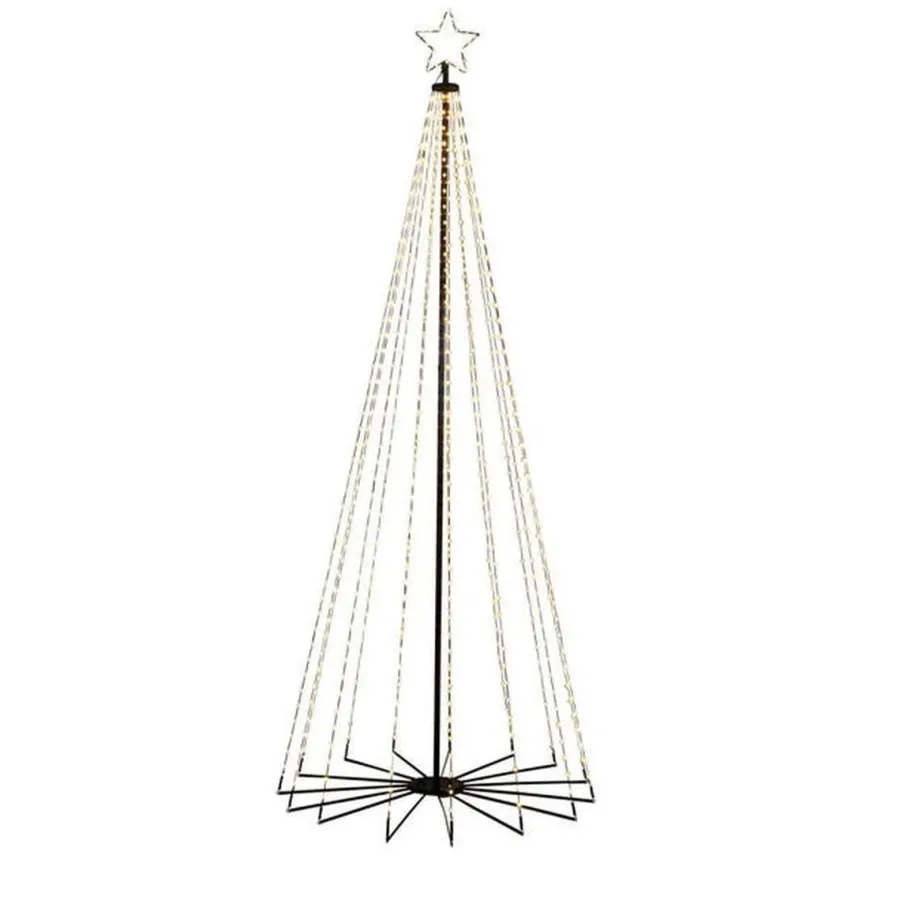 Outlet Konstsmide Juletre 240 cm i metall med toppstjerne og lys IP44 - Utendørs Svart
