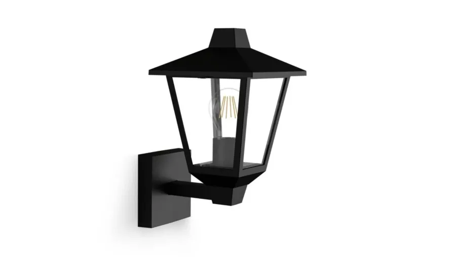 Outlet Philips Kinno vegglampe opp utendørs IP44 E27 Svart