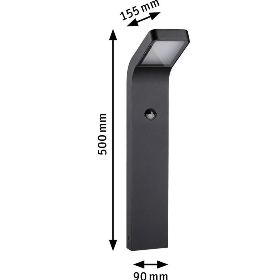 Best Paulmann Kulma pullert utendørs IP44 7,5W 3000 Kelvin 50 cm - Sensor Antrasitt