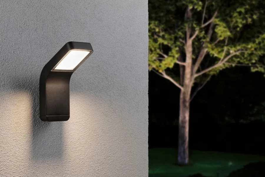 New Paulmann Kulma vegglampe utendørs IP44 7,5W 3000 Kelvin Antrasitt