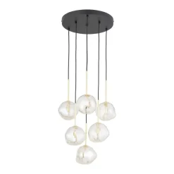 Sale TK Lighting Lava Rondell takpendel 6-lys Svart / Gullfarget / Brun