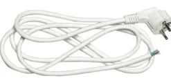 Hot Lightup.no Ledning med vinklet plugg 2 meter 3x1,5 mm jordet - Hvit
