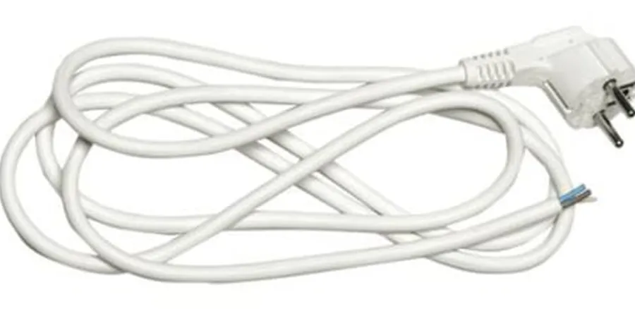 Hot Lightup.no Ledning med vinklet plugg 2 meter 3x1,5 mm jordet - Hvit