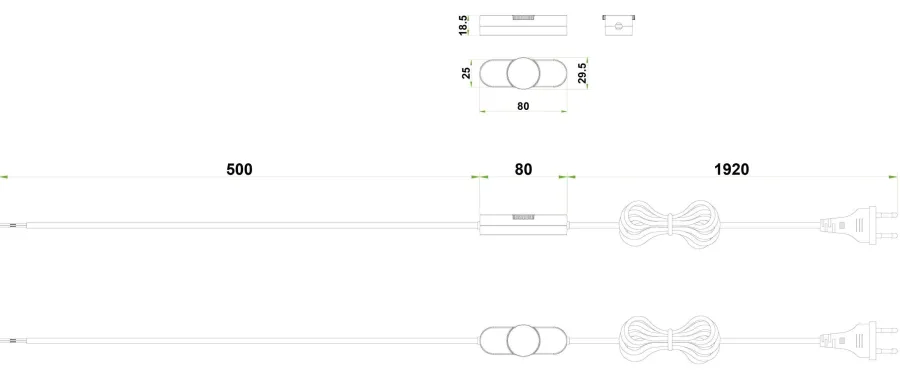 Online NorDesign Ledningsdimmer 2,5 meter med støpsel