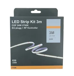 Online NorDesign LED Strip kit 27W 2700 Kelvin med EU-plug, dimmer og fjernkontroll - 3 meter Hvit
