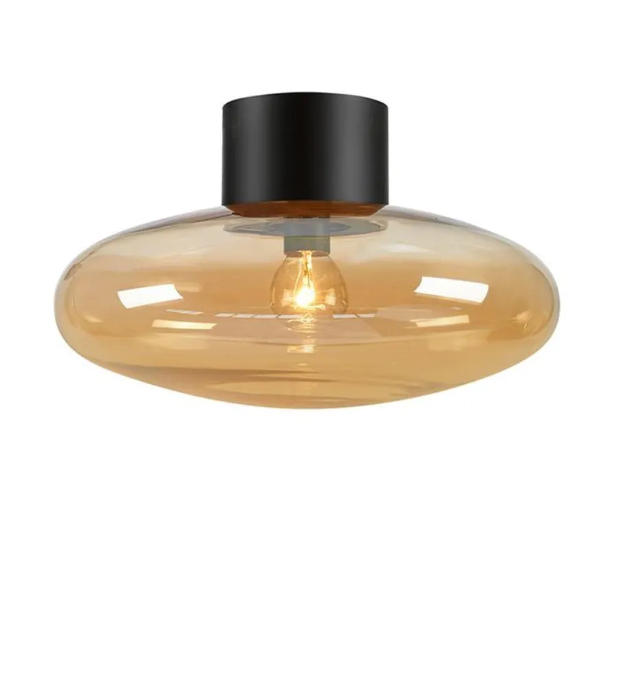 Marksløjd Locus vegg/taklampe - Svart/Amberfarget - Svart / Amber