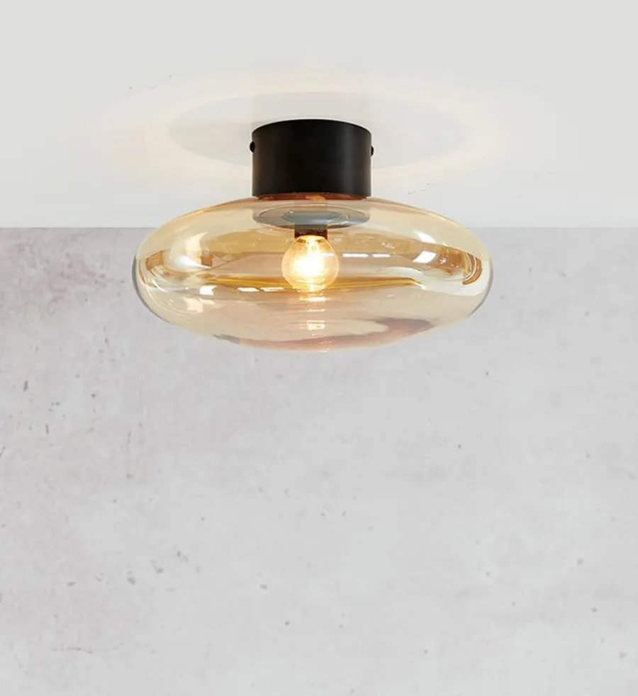Marksløjd Locus vegg/taklampe - Svart/Amberfarget - Svart / Amber