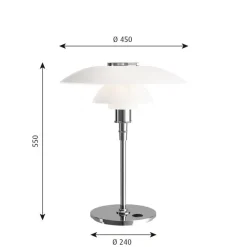 Hot Louis Poulsen PH 4½-3½ glass bordlampe Hvit Krom / Opal