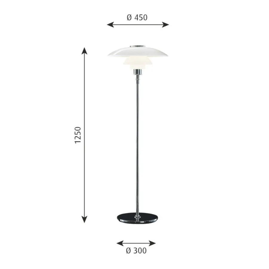 Best Louis Poulsen PH 4½-3½ gulvlampe Krom/Opalt glass Krom / Opal