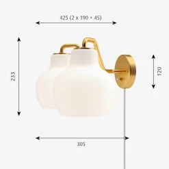 Discount Louis Poulsen VL Ring Crown dobbel Vegglampe Messing / Opal