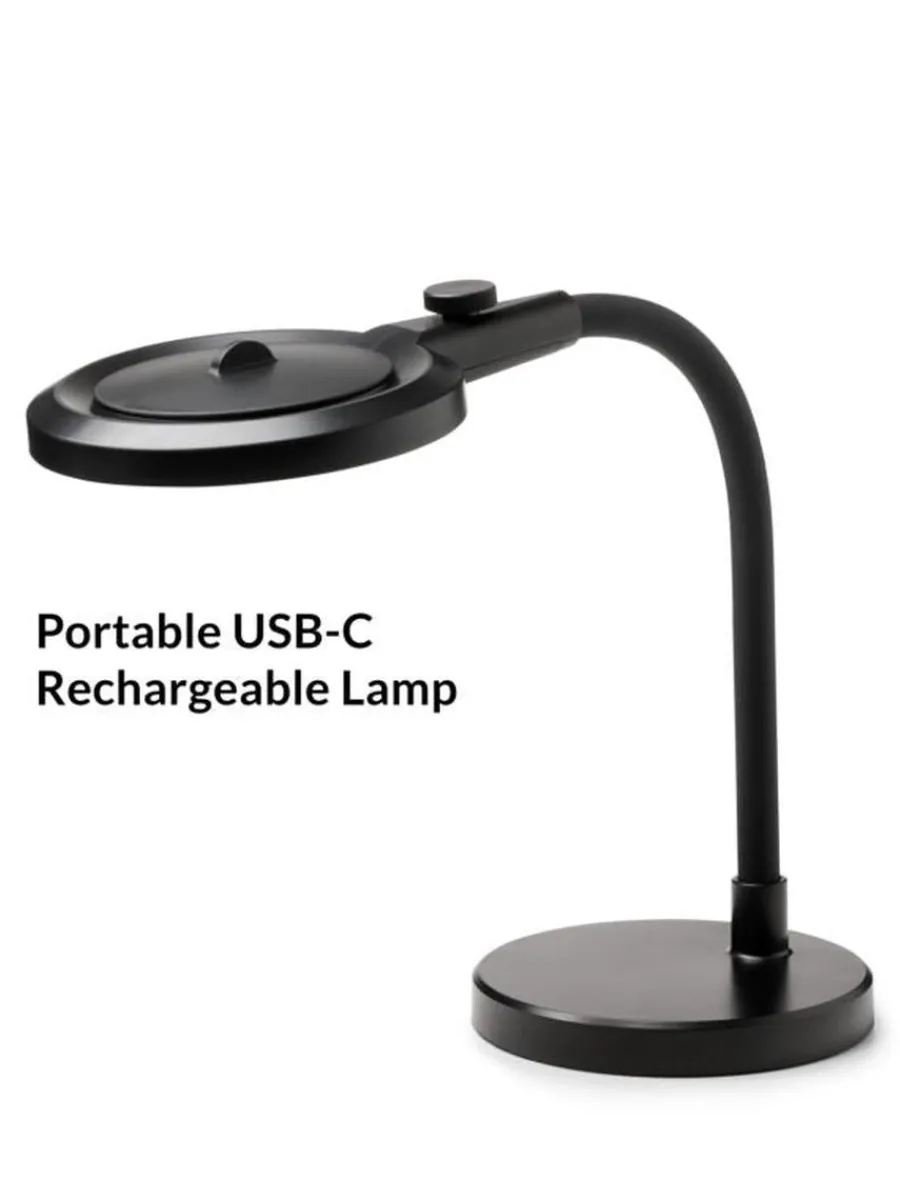 Clearance Halo Designs Magni portabel oppladbar bordlampe med forstørrelsesglass Svart