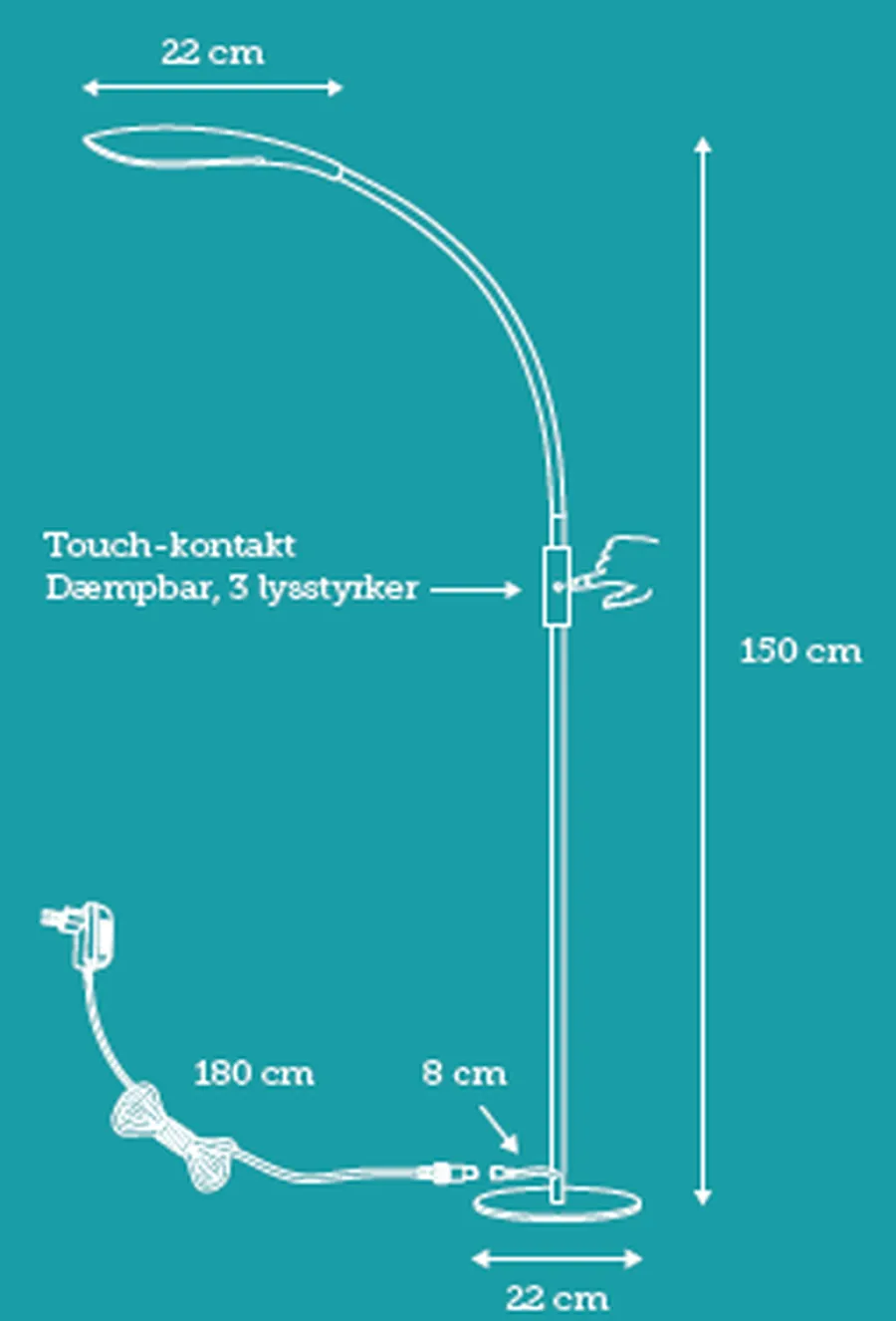 Hot Nielsen Light Mamba gulvlampe 5,5W 3000K 3 step dim - Svart
