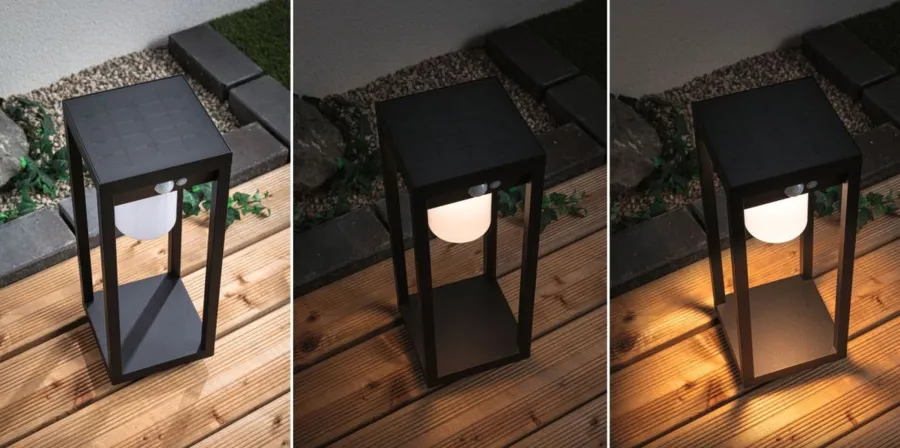 Best Paulmann Marisol pullert utendørs 5,5W 3000 Kelvin m/bevegelses sensor - Solcelle Svart