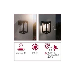 Discount Paulmann Marisol vegglampe utendørs 5,5W 3000 Kelvin m/bevegelses sensor - Solcelle Svart