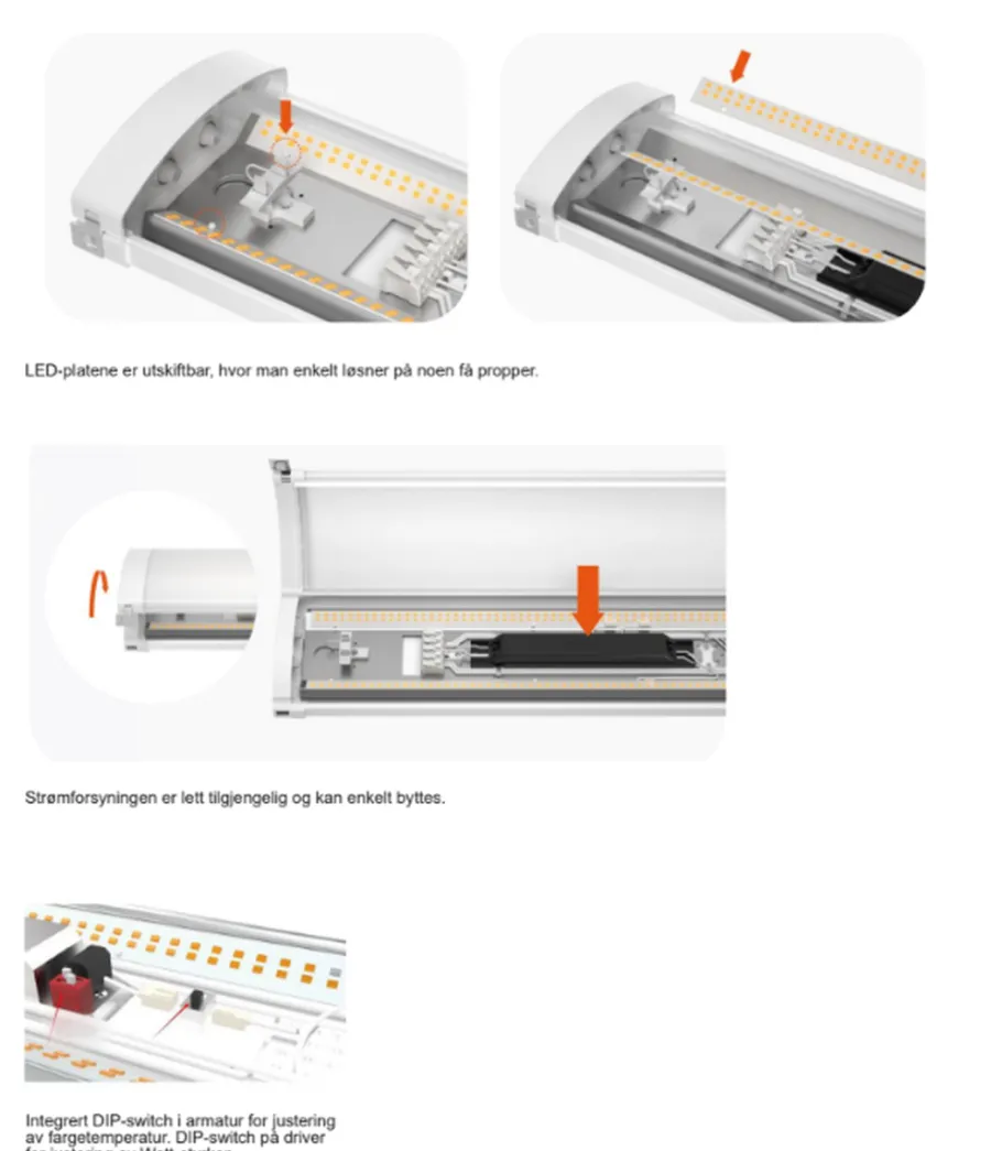 Online NorDesign Mega Batten lysarmatur 40W 3000/4000K IP44 - 122 cm Hvit