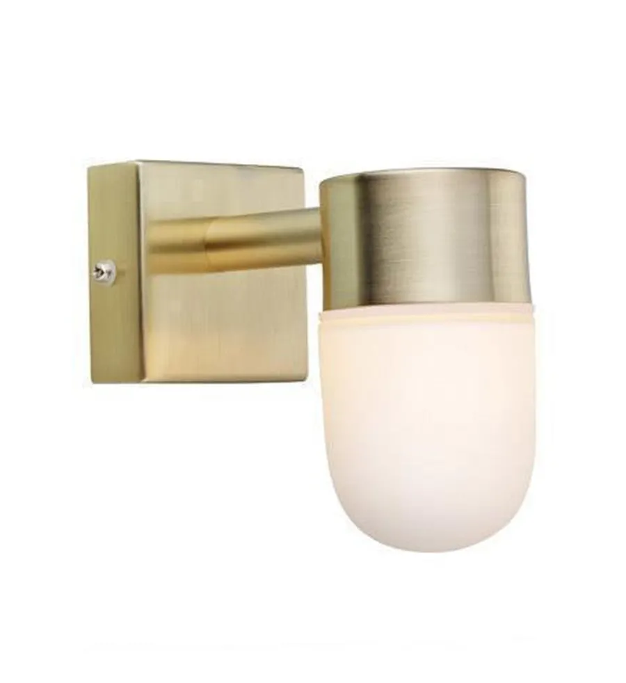 New Marksløjd Menton vegglampe IP44 - Messing/opalhvit - Messing / Opal