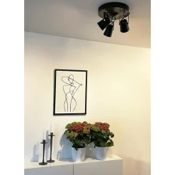 Outlet Aneta Lighting Metz taklampe rund 3 spotter - Svart/Messing Svart / Messing