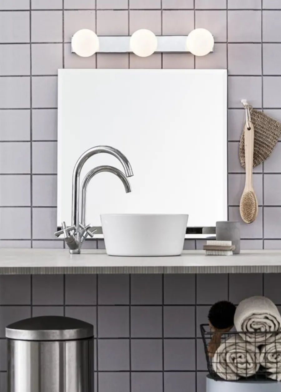 New Marksløjd Mini vegglampe 3 - Krom/opalhvit - Krom / Opal