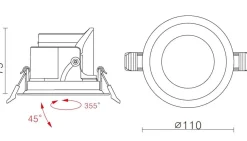 NorDesign Modfun X 110 downlight 12,3W 2700 Kelvin CRI 90