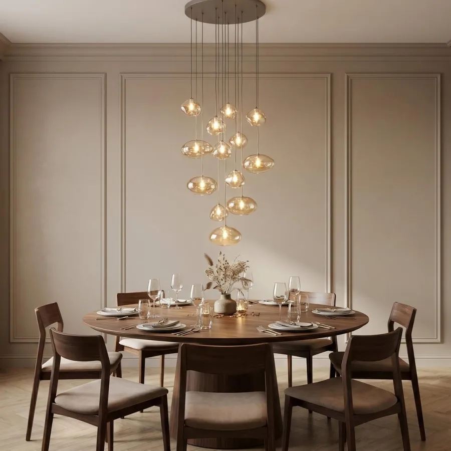 TK Lighting Nebia rondell takpendel 13-lys Brun