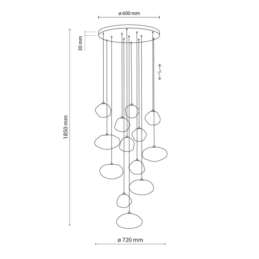 TK Lighting Nebia rondell takpendel 13-lys Brun