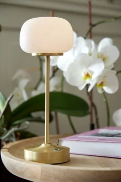 Online Ms - belysning Nellie bordlampe - Oppladbar Hvit / Messingfarget