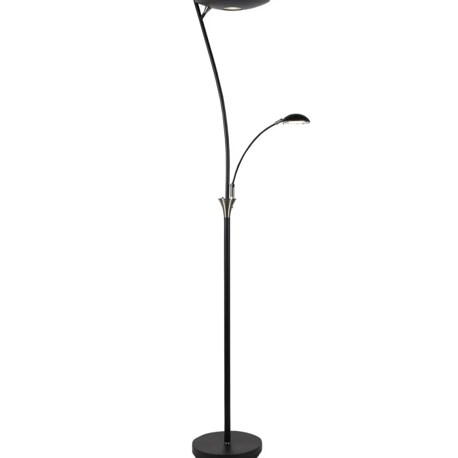 Clearance Ms - belysning Nora gulvlampe m/lesearm 25+5W 180 cm 3000 Kelvin - Dimbar Svart