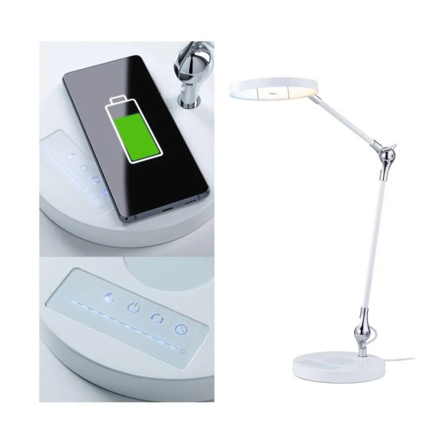 Outlet Paulmann Numis skrivebordslampe 11W 2700-6500 Kelvin 3-step dim - Trådløs lader for mobil
