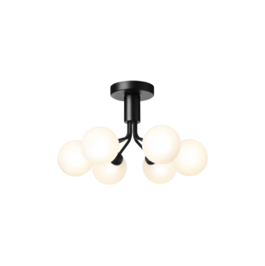 Outlet Nuura Apiales 6 taklampe satengsort / glass Opal