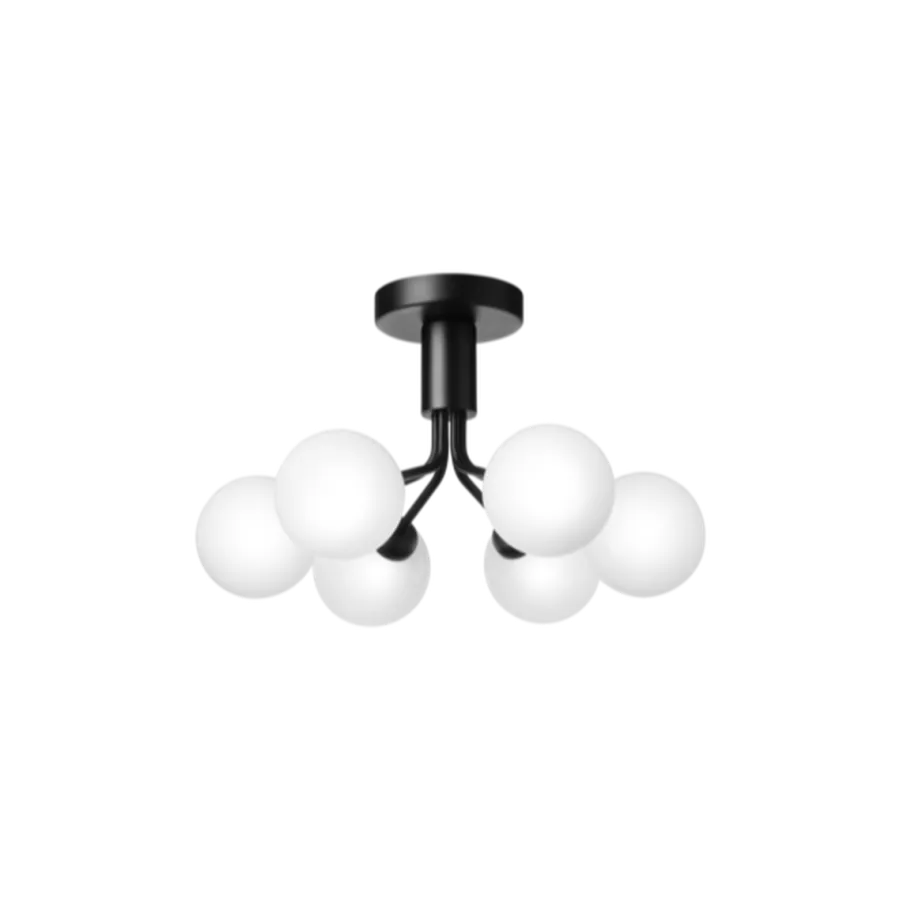 Outlet Nuura Apiales 6 taklampe satengsort / glass Opal
