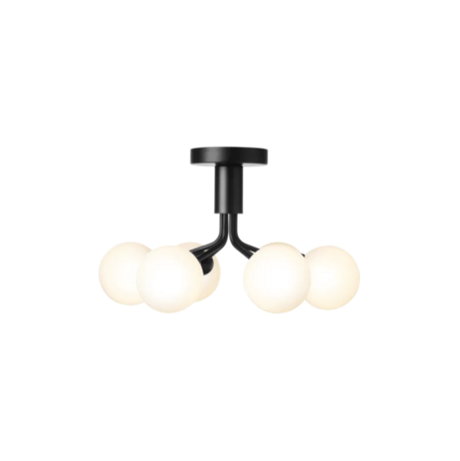 Outlet Nuura Apiales 6 taklampe satengsort / glass Opal