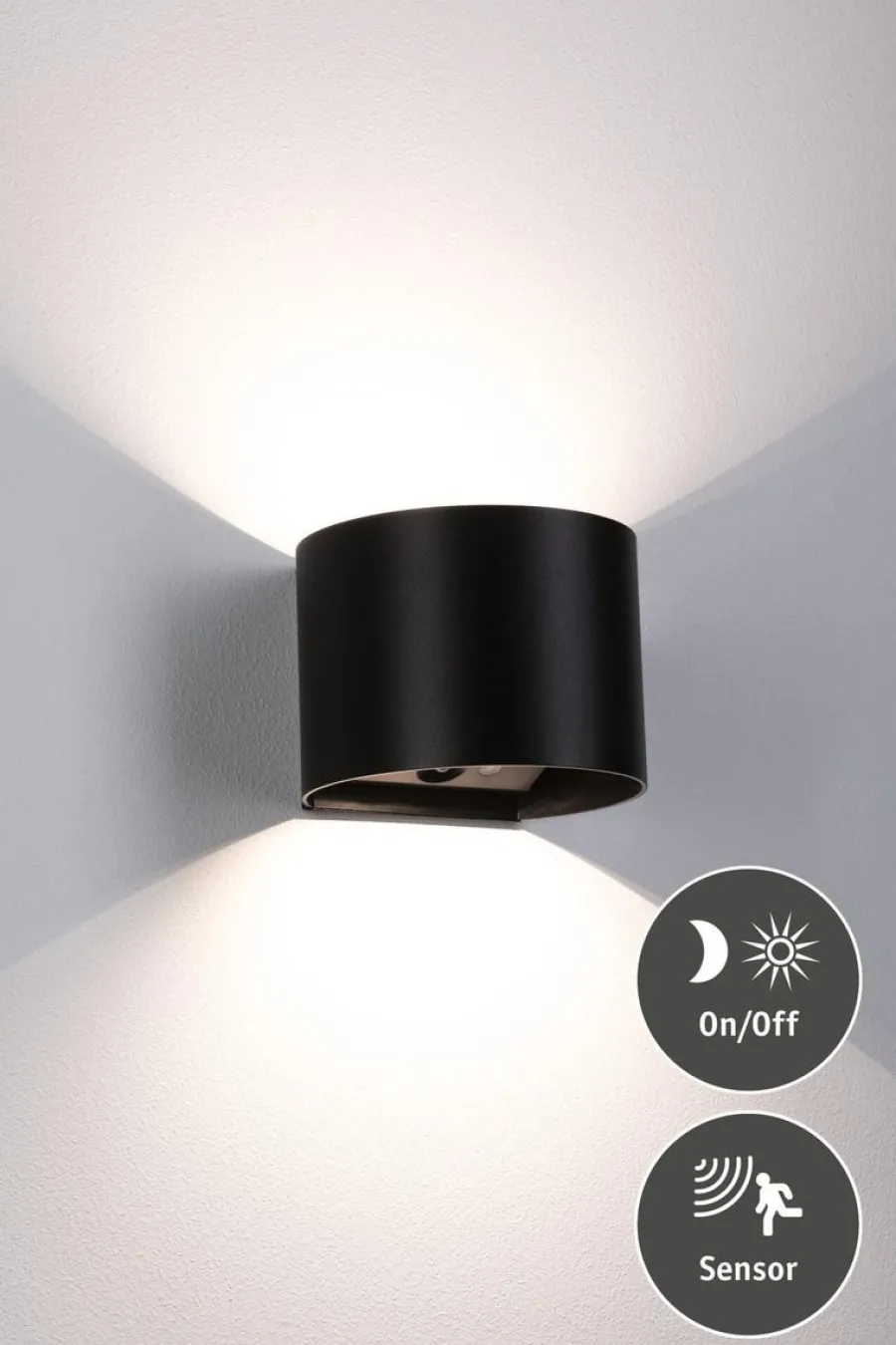 Hot Paulmann Nyara rund oppladbar vegglampe opp/ned lys med sensor