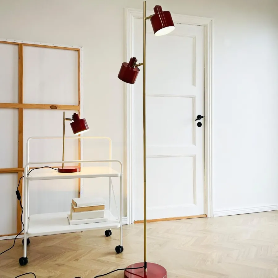 Best Dyberg Larsen Ocean gulvlampe 2-lys 160 cm Rød / Messing