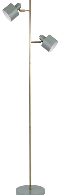 Clearance Dyberg Larsen Ocean gulvlampe 2-lys 160 cm - Oliven/Messingfarget Messing / Grønn
