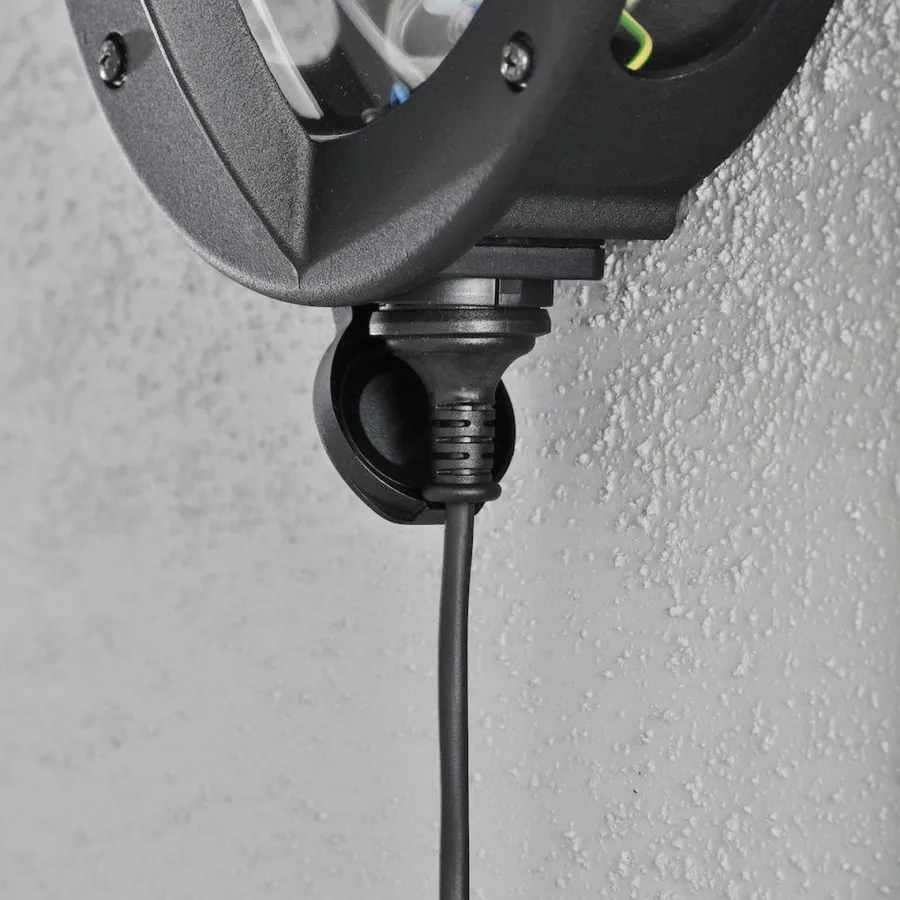 Konstsmide Oden vegglampe utendørs IP23 m/stikkontakt - Svart/klart glass Svart / Klar