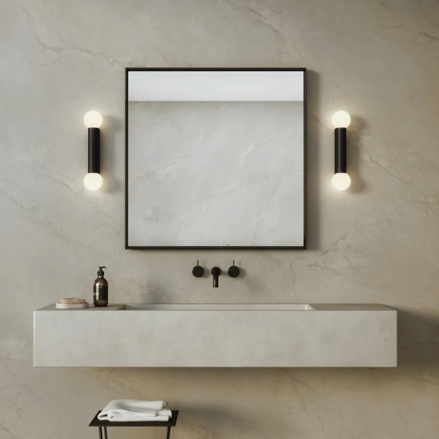 Discount Astro Lighting Ortona Twin vegglampe IP44 Krom / Opal