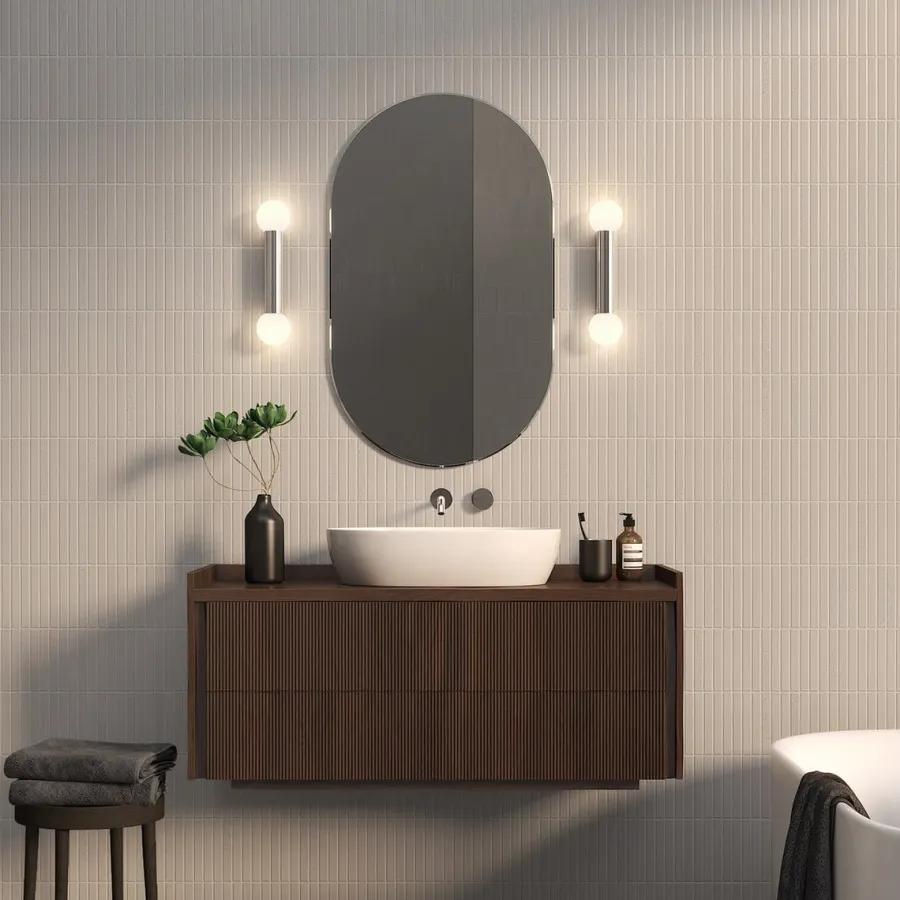 Discount Astro Lighting Ortona Twin vegglampe IP44 Krom / Opal